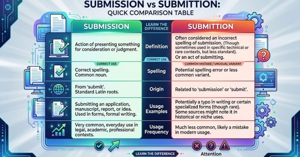 Submission vs Submittion: Quick Comparison Table