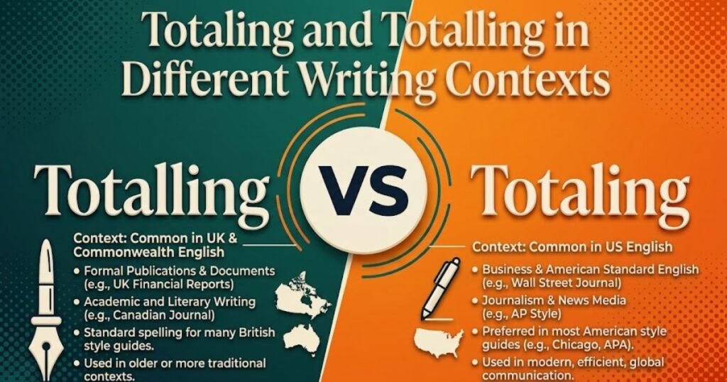 Totaling and Totalling in Different Writing Contexts