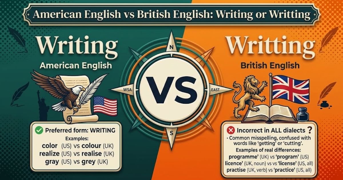 American English vs British English Writing or Writting