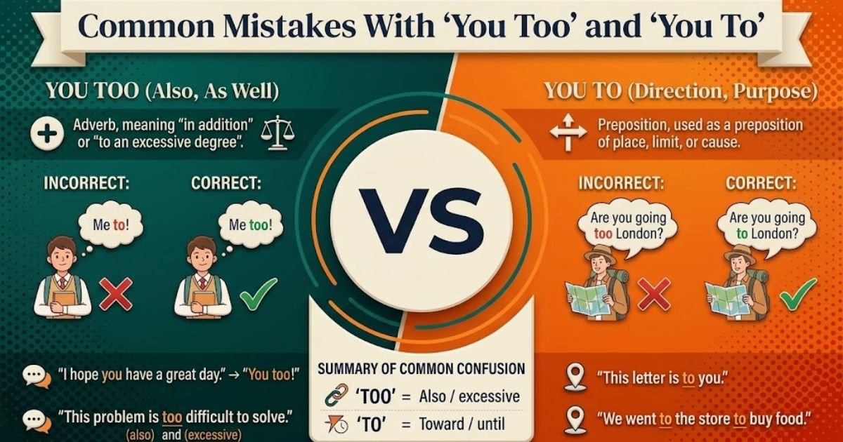 Common Mistakes With "You Too" and "You To"