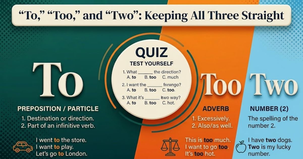 "To," "Too," and "Two": Keeping All Three Straight