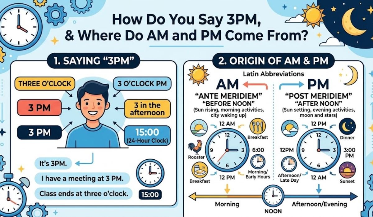 How Do You Say 3PM, and Where Do AM and PM Come From?